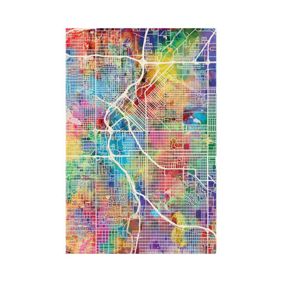 Denver Colorado Street Map I by Michael Tompsett - Wrapped Canvas Gallery-Wrapped Canvas Giclée