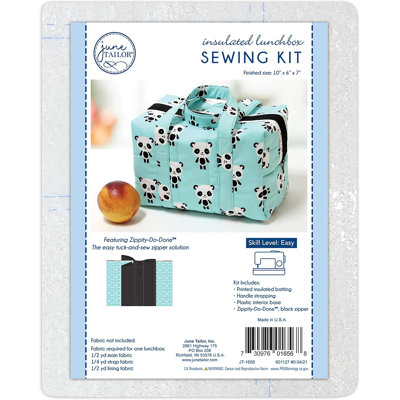 June Tailor Zippity-Do-Done Insulated Lunchbox Kit with Black Pre-Sewn Zipper and Sew-On-The-Line Design