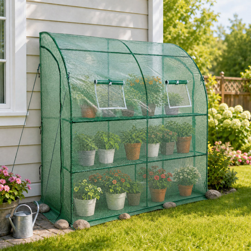 Aoodor 7x3x7 FT Lean to Greenhouse, Green