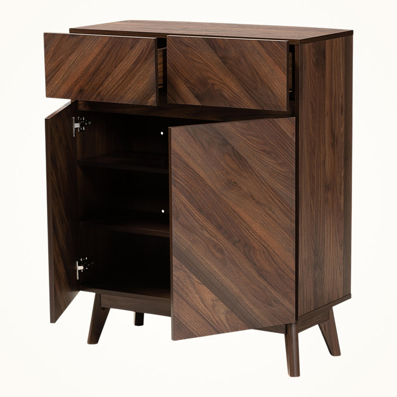 Wisp Wood Shoe Cabinet in Walnut Brown Finished, 38.77'' H X 31.35'' W X 13.51'' D