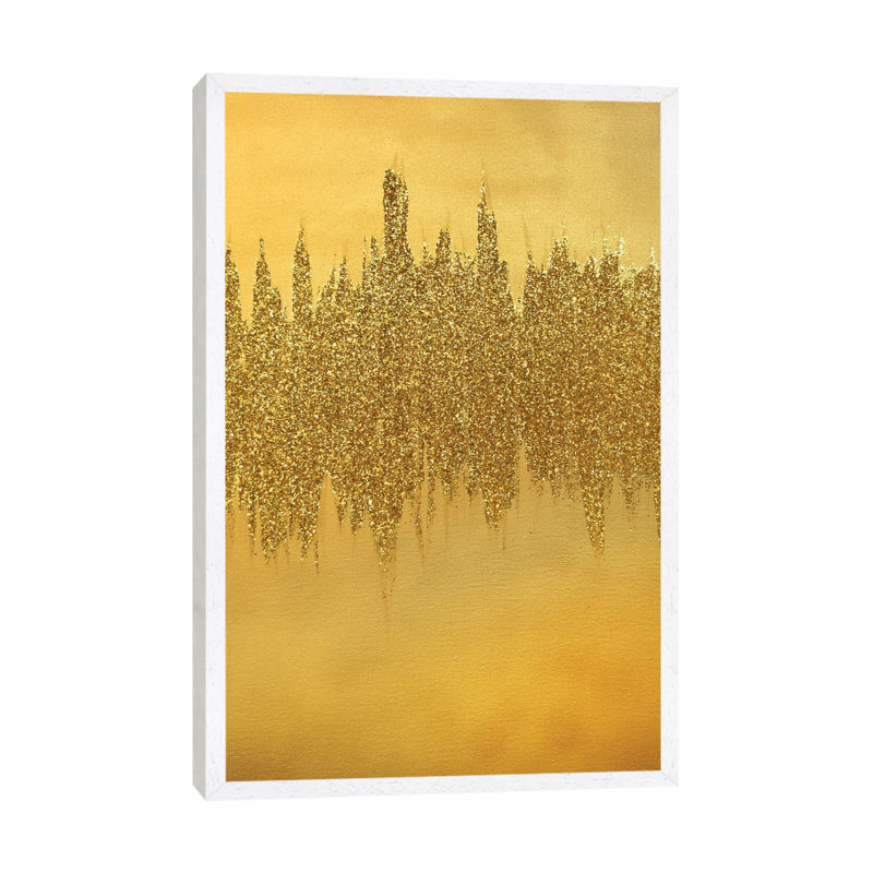 Gold Shimmer by Amber Lamoreaux - Painting on Canvas, 66.04cm H x 45.72cm W x 3.81cm D, White Framed