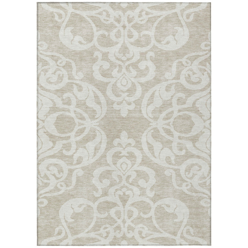 Tapis intérieur lavable beige et ivoire 3 pi x 5 pi