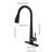 Modern Matte Black Kitchen Faucet With Pull Down , Stainless Steel, Single Handle, Simple Installation Guide Sink Faucet, Copper-, Style, Easy-1864504936