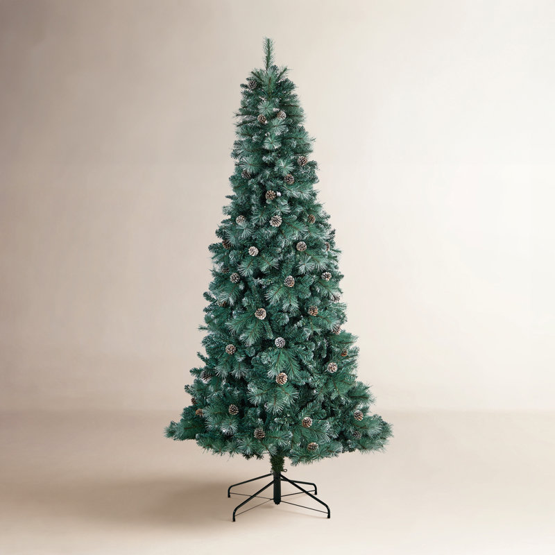 Arbre de Noël artificiel enneigé épinette avec lumières, H 8 pi