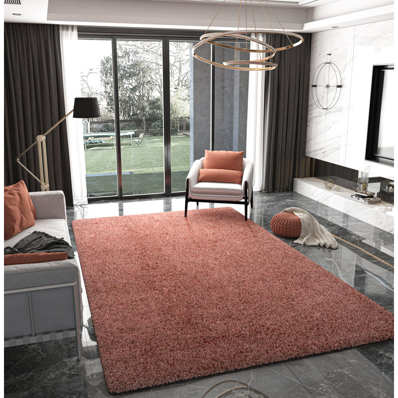 Tapis intérieur / extérieur en laine rose clair Eutropios, Rectangle 5 pi x 7 pi