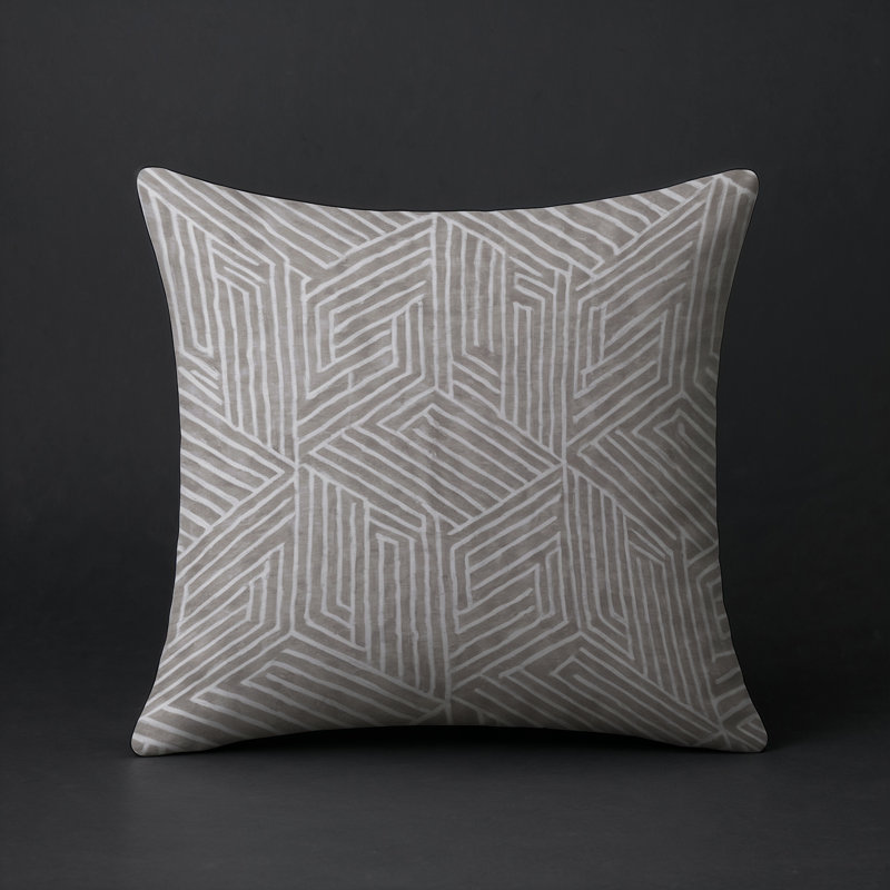 Coussin décoratif intérieur et extérieur Modern, Carré 16 po, Gris / blanc géométrique