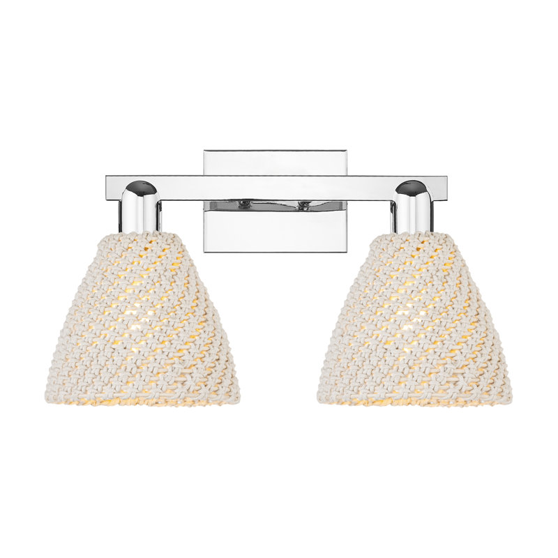 Éclairage pour meuble-lavabo avec abat-jour en fibres naturelles Ciesla, H 11,25 po x l 16 po x P 8 po, Chrome poli