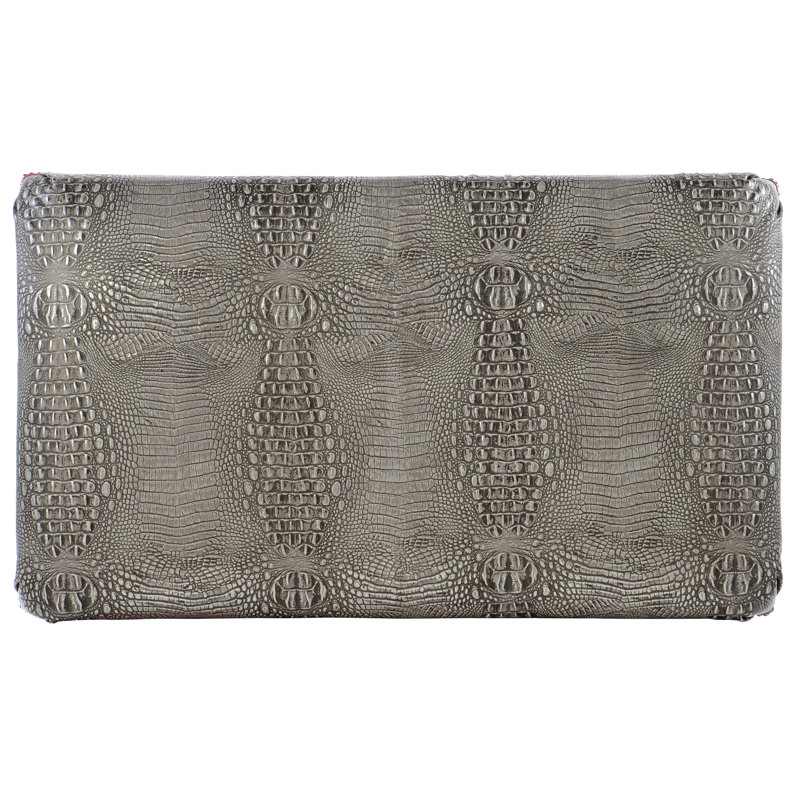 Rects Ottoman, #9 Nickel, Anilina Cacao Genuine Leather, Cobblestone