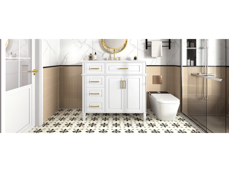 Meuble-lavabo 36 po avec lavabo, Blanc, Blanc