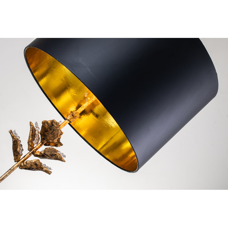Classic Leaf Detail Black And Gold Lamp