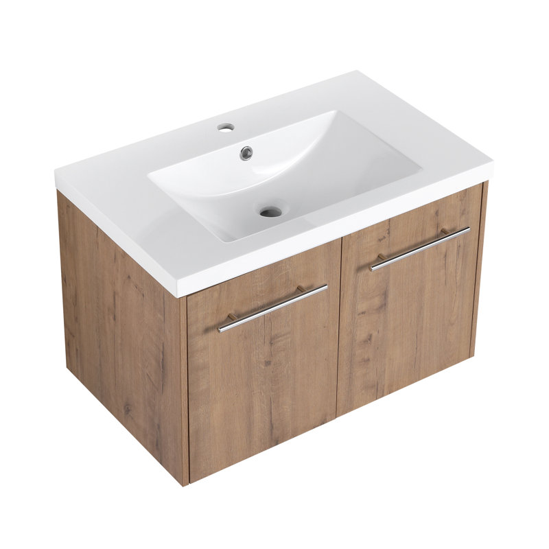 Meuble-lavabo à fermeture en douceur avec lavabo, pour petite salle de bain (emballage KD)