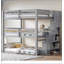 Lit superposé triple pleine grandeur avec escalier de rangement, conception séparée pour une utilisation maximale de l'espace et une durabilité accrue-1717244894