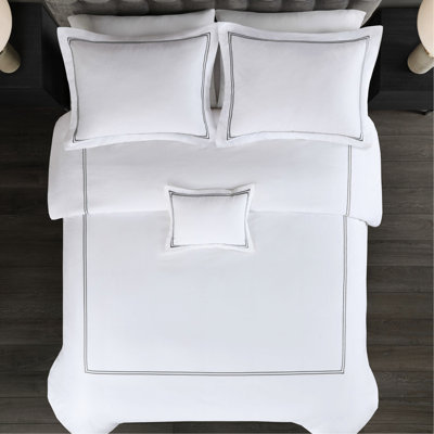 Édredon double / grand avec coton 500Tc et oreiller double brodé