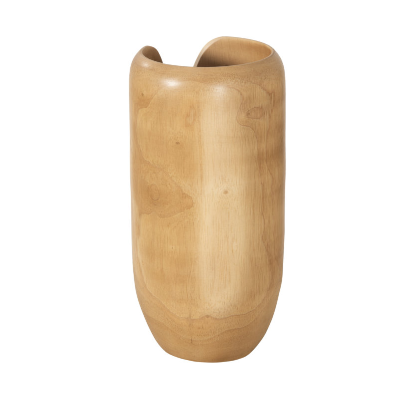 Interval Wood Vase, Brown, 12" H x 6" W x 6" D