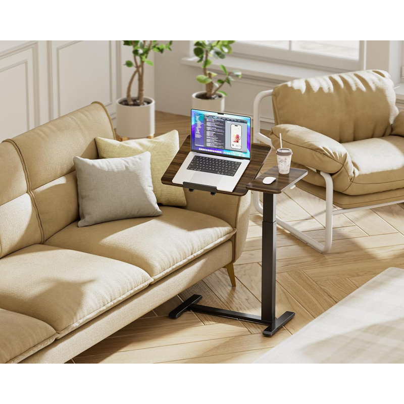 Bedside Table With Wheels Pneumatic Moveable Bed Desk Tilt-Top Laptop Desk Moveable Rolling Computer Table For Home Office Hospital Use