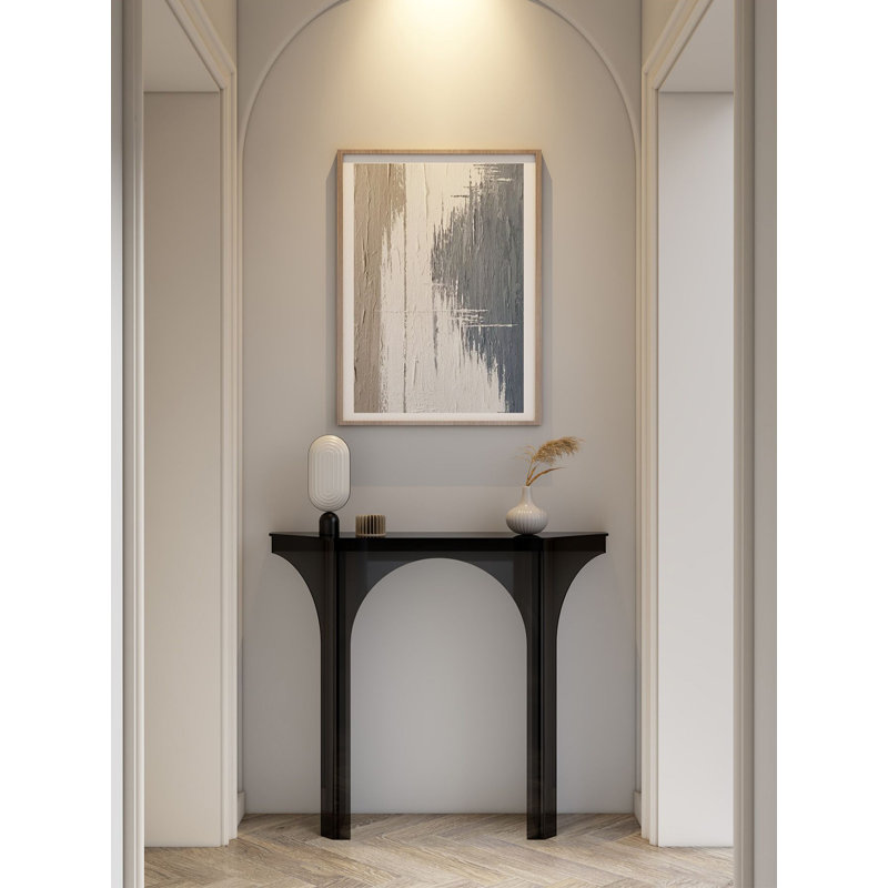 Black Hexagonal Acrylic Console Table, 35.43" H x 39.37" W x 11.02" D