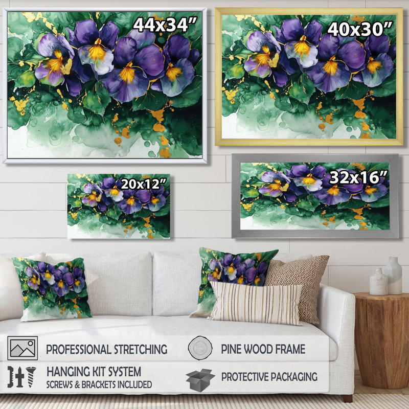 Wickham - Violets, art mural, Reproduction encadrée d'une seule photo, H 30 po x l 40 po, Blanc