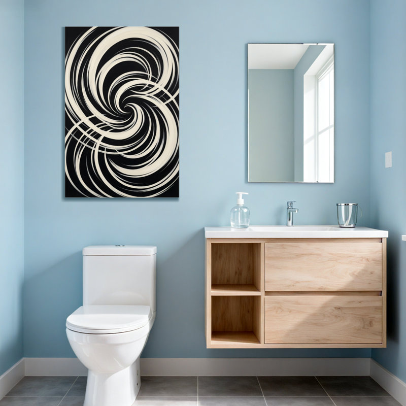Impression de mode en spirale noir et blanc, H 30 po x l 20 po