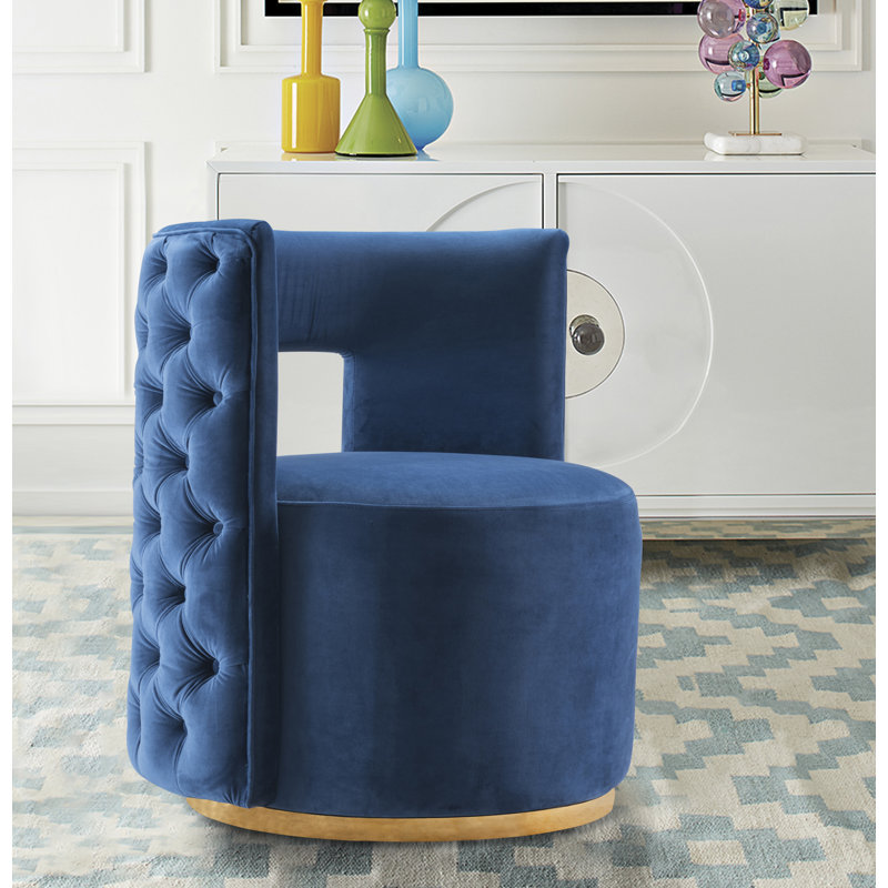 Fauteuil d'appoint pivotant en velours Demetric, Velours noir