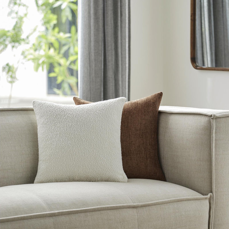Coussin décoratif Amalfi Boucle, Blanc, Housse de coussin seulement - sans coussin, 20 po x 20 po
