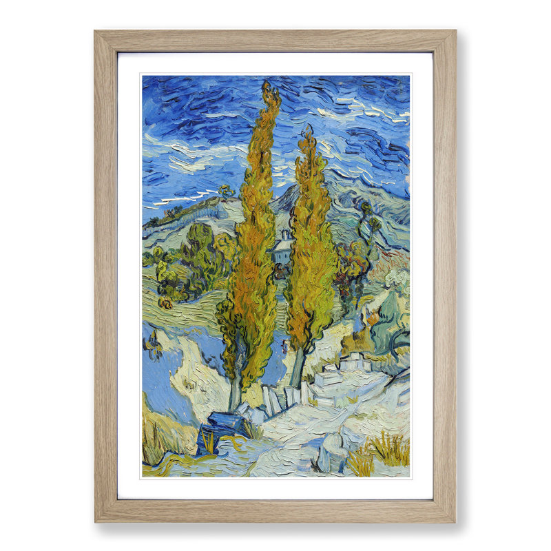 The Poplar Trees by Vincent Van Gogh - Picture Frame Painting, Oak Framed, 48cm H x 36cm W x 2cm D