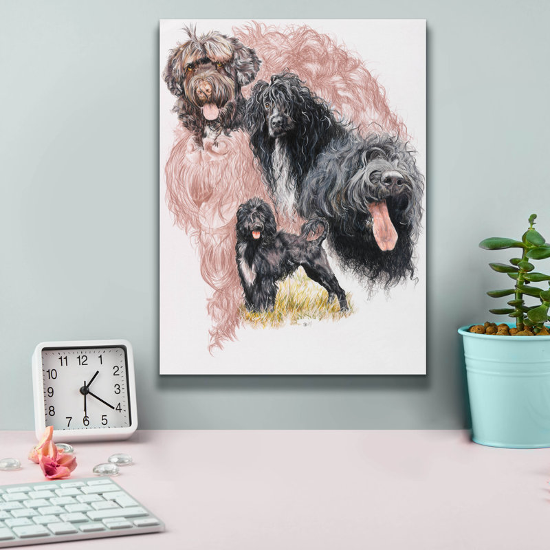 «Chien d'eau portugais» par Barbara Keith, H 16 po x l 12 po x P 0,75 po