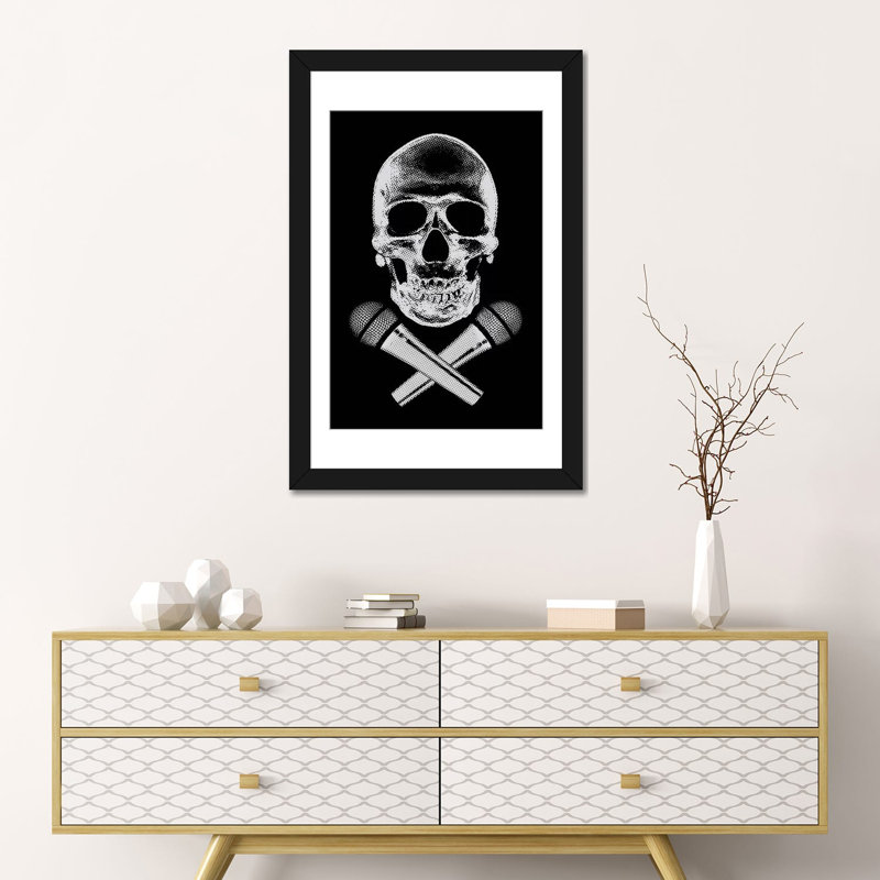 «Skullz» par Steez - Estampe numérique sur toile tendue avec châssis, H 24 po x l 16 po x P 1 po, Blanc
