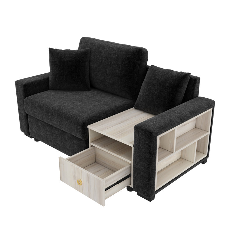 Canapé rembourré Calvera, L 63,2 po x P 31,1 po x H 32,3 po, Noir