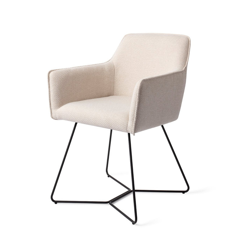 Dashall 123.19cm H Polyester Upholstered Metal Armchair, Black, Cream