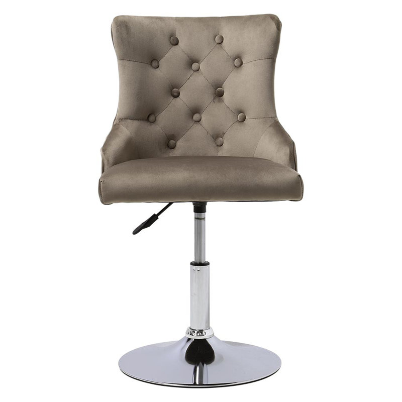 Thane Swivel Upholstered and Velvet Adjustable Height Bar Stool with Iron Frame, Brown