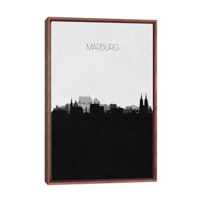 Marburg, Germany City Skyline 1 Piece Single Picture Frame and Floater Frame Wall Art on Canvas