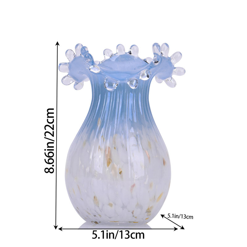 Vase en verre soufflé à la main - Vase en verre décoratif à large ouverture, Orchid