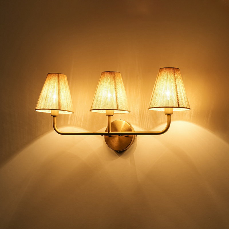 3 - Light Coastal Fabric Cotton Woven Cone Vanity Light