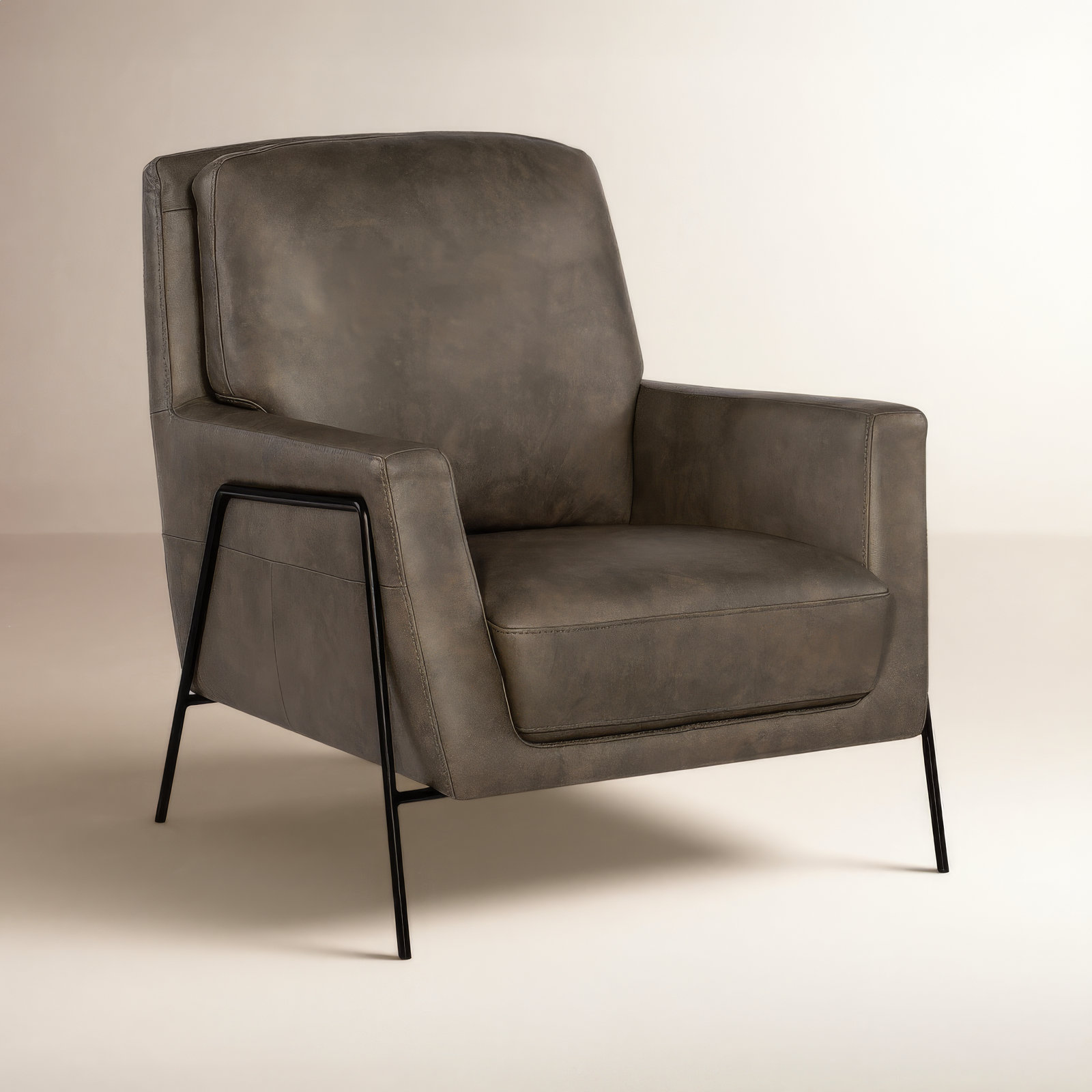 Aziel Genuine Leather Club Chair, Ankur Meteor Genuine Leather