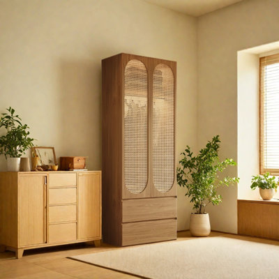 Armoire classique en rotin tissé