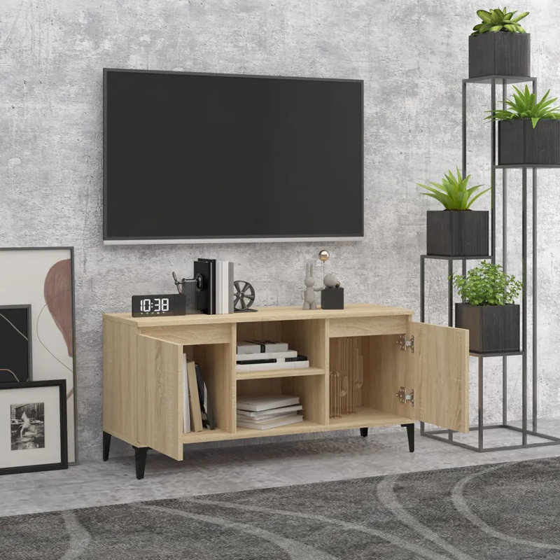 Steyning Unfinished TV Stand with Fireplace Included, Sonoma Oak