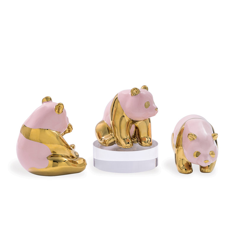 Panda Objects (Set/3), Pink/Gold