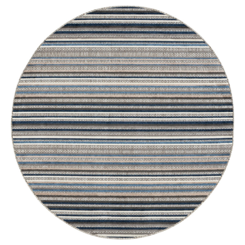 Tapis à rayures Cabana Performance, Rond 5 pi 3 po