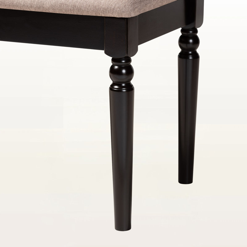 Banc rembourré Geovanna, Gris, Noyer brun
