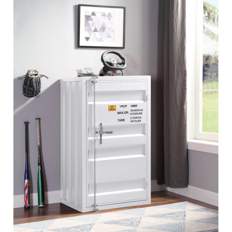 Commode 1 porte avec serrure de contenant, Blanc
