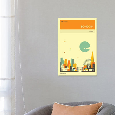 London Skyline II Jazzberry by Jazzberry Blue - Wrapped Canvas Print