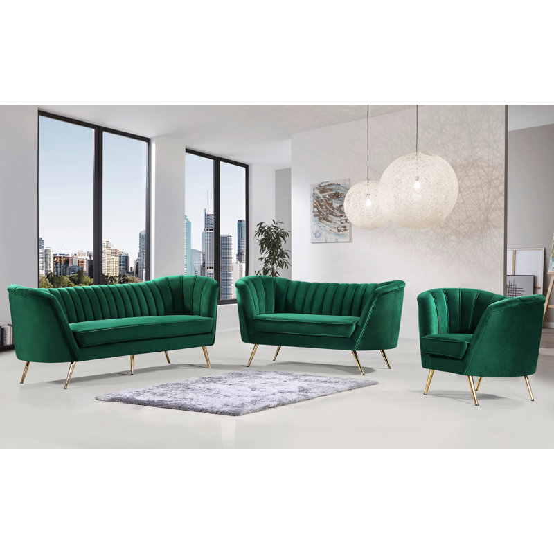 Margo 43" Wide Tufted Velvet Barrel Chair, Green Velvet