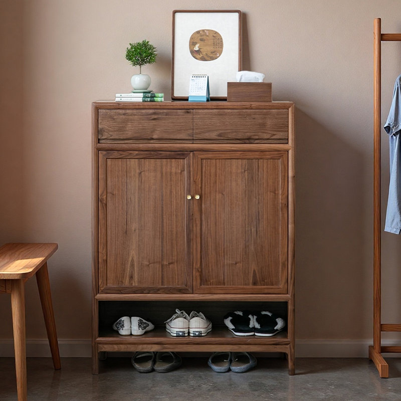 Rangement à chaussures de style rétro, Bois brun foncé