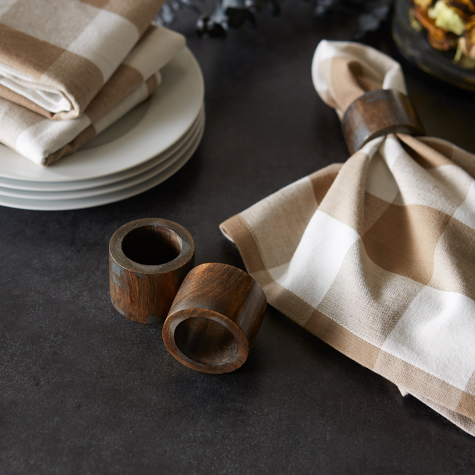Wood Napkin Ring, Dark Brown