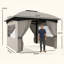 Pavillon de jardin à double toit ombragé avec espace de ton gris et espace extérieur, 11 pieds carrés, 11 x 11 pieds