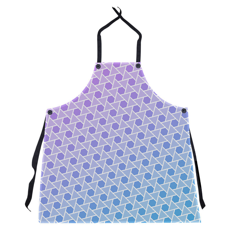 Tablier en hexagones et triangles Rainbow, Mauve / Bleu