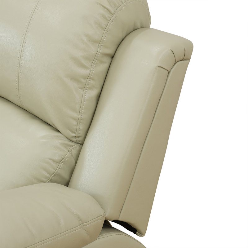 Double Manual Recliner Chair, Overstuffed Loveseat w/ Cupholders, Leather, Beige, Beige