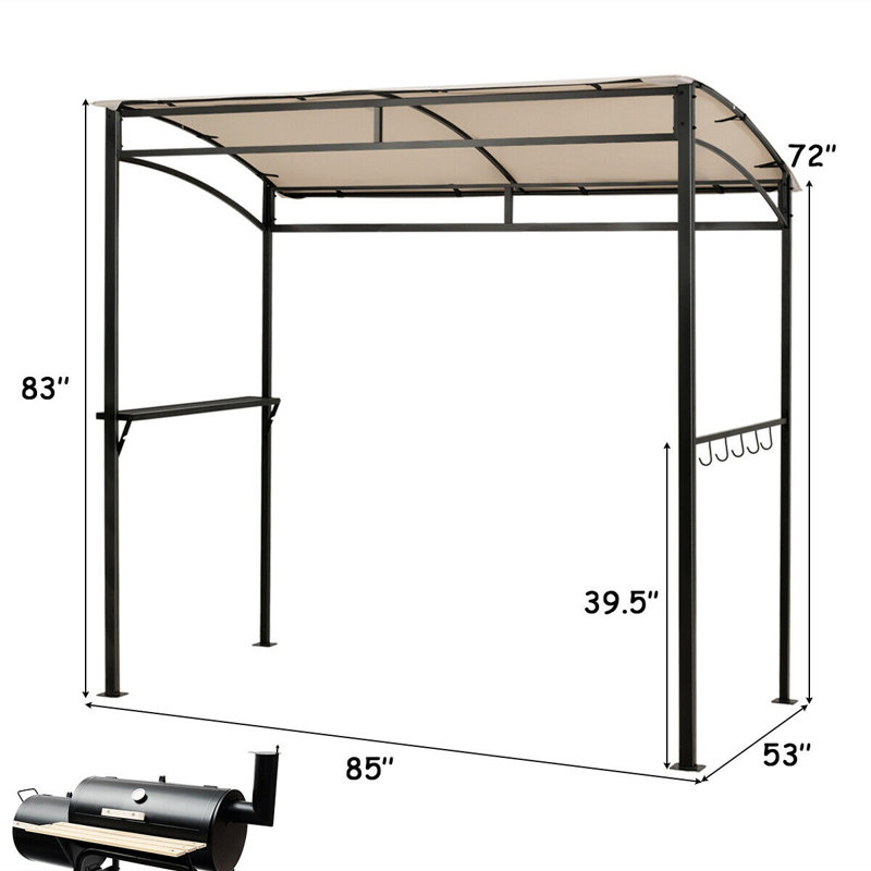 Barbecue d'extérieur 7 pieds avec tablette de service et crochets de rangement, Beige