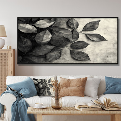 «Gray Rustling Autumn Leaves I» - art mural feuilles