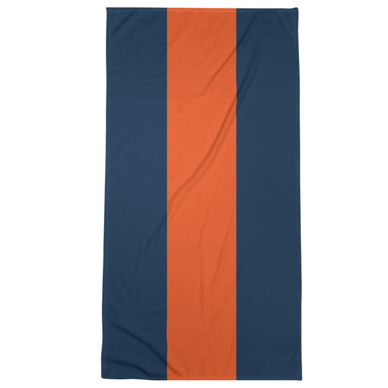 Cotton Blend Beach Towel, Navy Blue/Orange